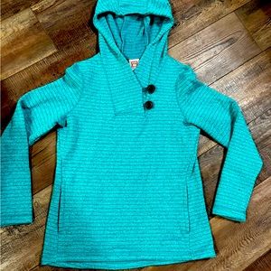 Fleece hoodie with button detail